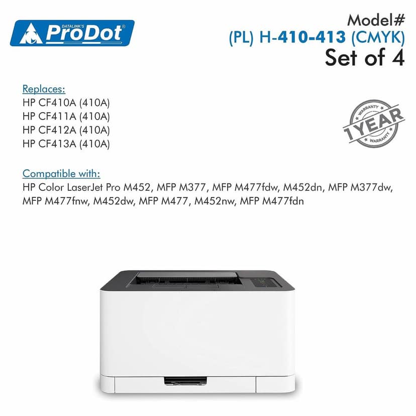 ProDot (PRO H-410-413 Laser Toner Cartridge for HP CF410A-413A (410A) Compatible with HP Color Laserjet Pro M452, MFP M377, MFP M477fdw, MFP M477fnw, M452dw, M452nw, MFP M477fdn view 2