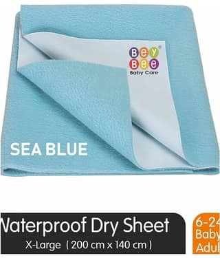 BeyBee Waterproof Baby Dry Sheet (X-Large (200cm X 140cm), Sea Blue)