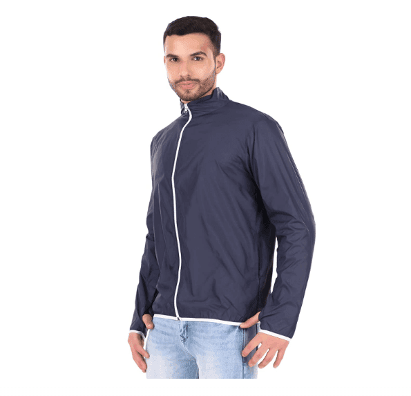 JUST JUNKIES Polyster Men's Solid Navy Blue WindCheater Lightweight Jacket for Bikers, Cycling, Treeking view 3