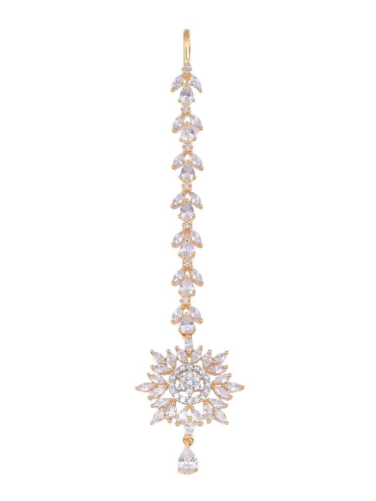 Gold plated Stylish Diamond Maang Tikka for Women & Girls view 6