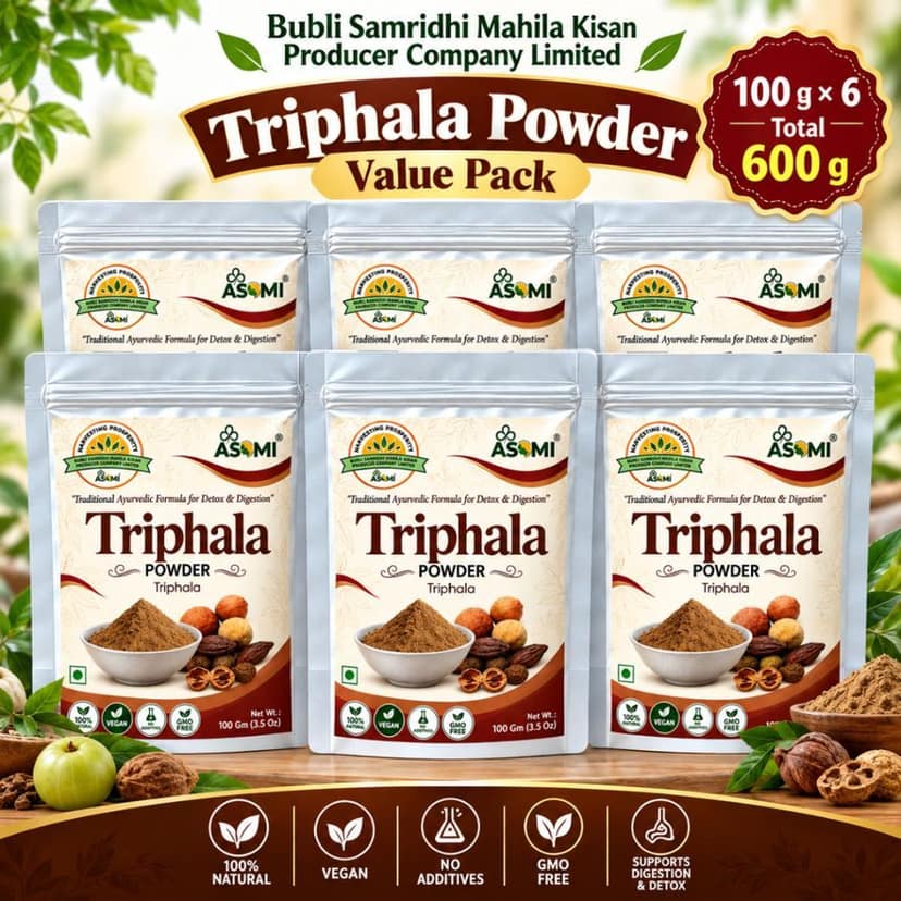 Triphala Powder (Value Pack 100g * 6 Packet) - 600 gm - Pack of 6 pouches, each 100 grams