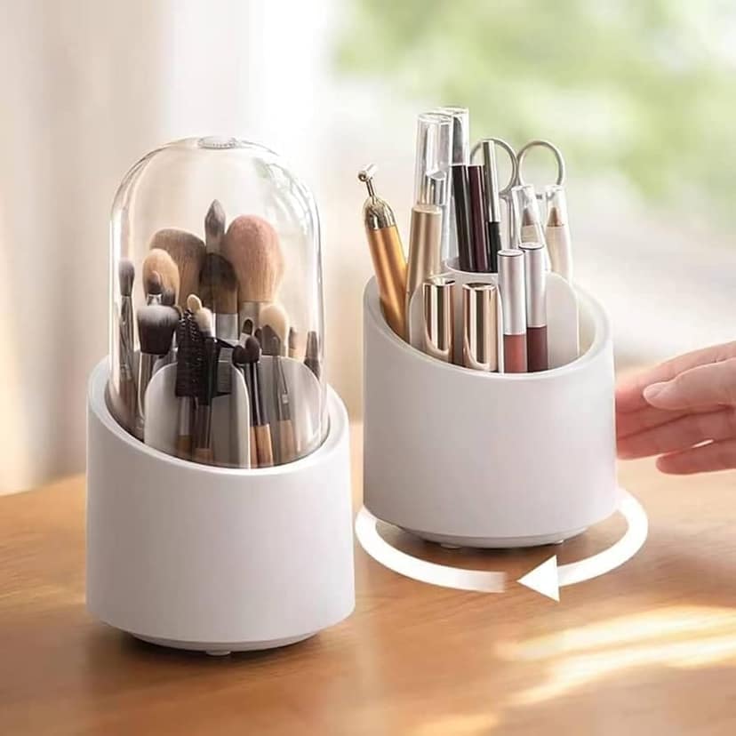 GLOWSERIE Clear-Lid Cosmetic Brush Storage Carousel
