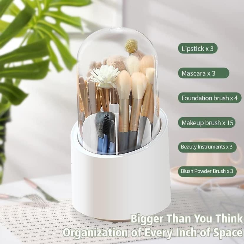 GLOWSERIE Clear-Lid Cosmetic Brush Storage Carousel view 4