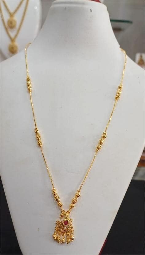 Delicate Gold Plated Ball Chain Necklace with Peacock Pendant view 2