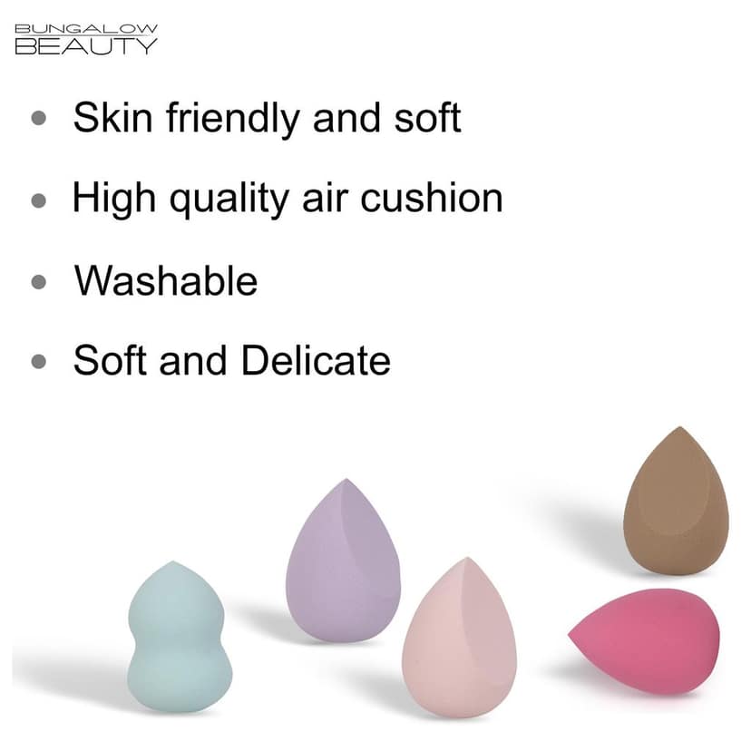 BUNGALOW BEAUTY Powder Puff set of 12 pcs | Makeup Blending Sponges Set of 5 | Eyeshadow, Lipstick, Blush, Highlighter, Bronzer, Concealer Sponges view 8