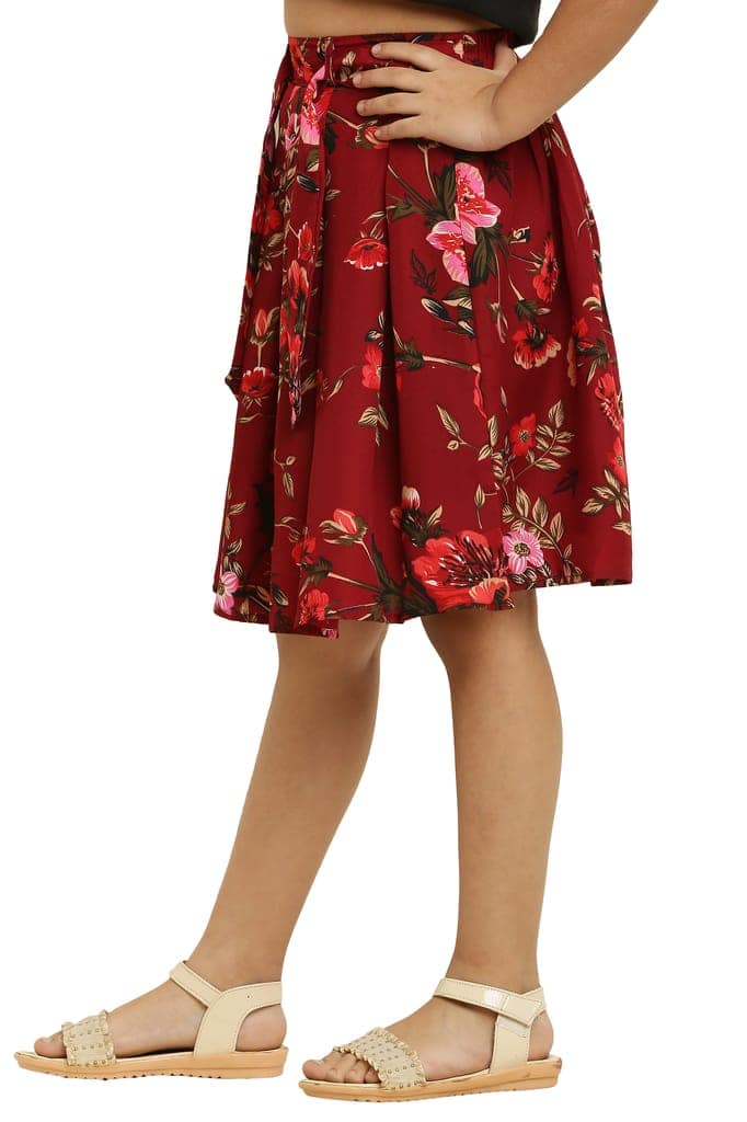 Cute Fancy Pair Brown & Yellow Skirt For Girls. view 3