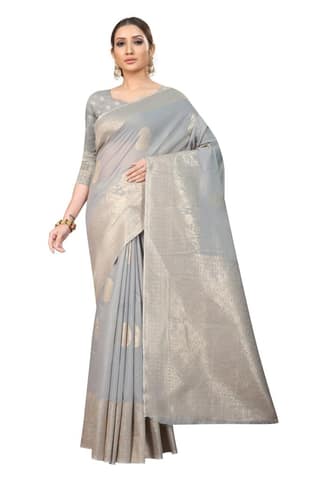 Silk Zone Women's Jamdani Cotton Woven Silk Saree with Blouse Piece