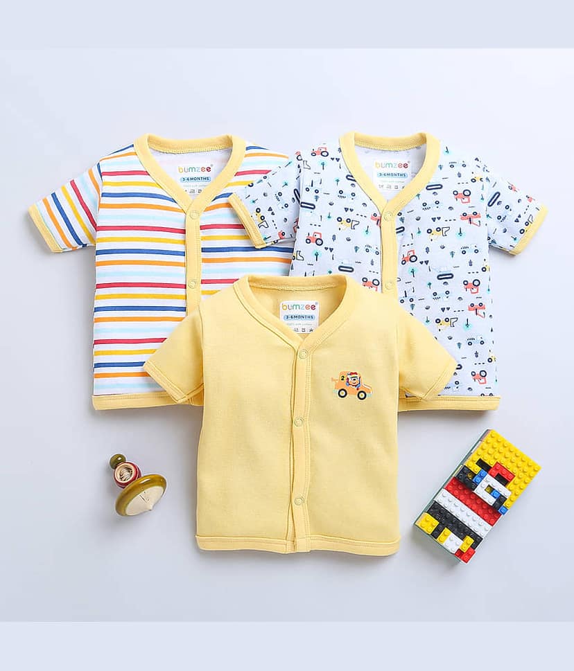 BUMZEE Pack of 3 Baby Boys Cotton T-Shirt ( White )