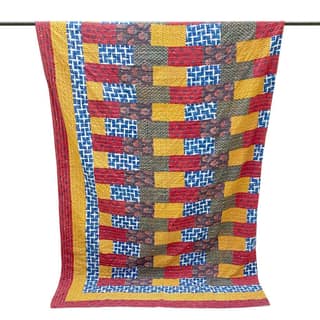 Garvi Gurjari (A Gujarat Govt Enterprise Multicolor Cotton Patchwork Quilt with Red Border