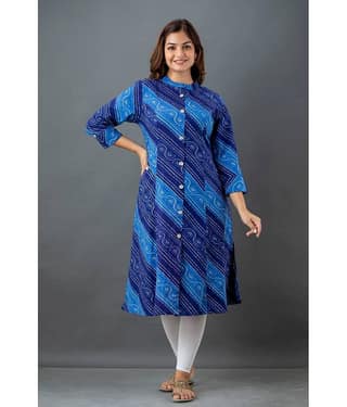 Lee Moda - Blue Cotton Women's Front Slit Kurti ( Pack of 1 )