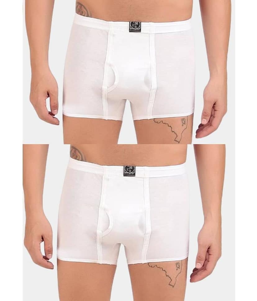 Inner Element Pack of 2 Cotton Trunks For Men's ( White )