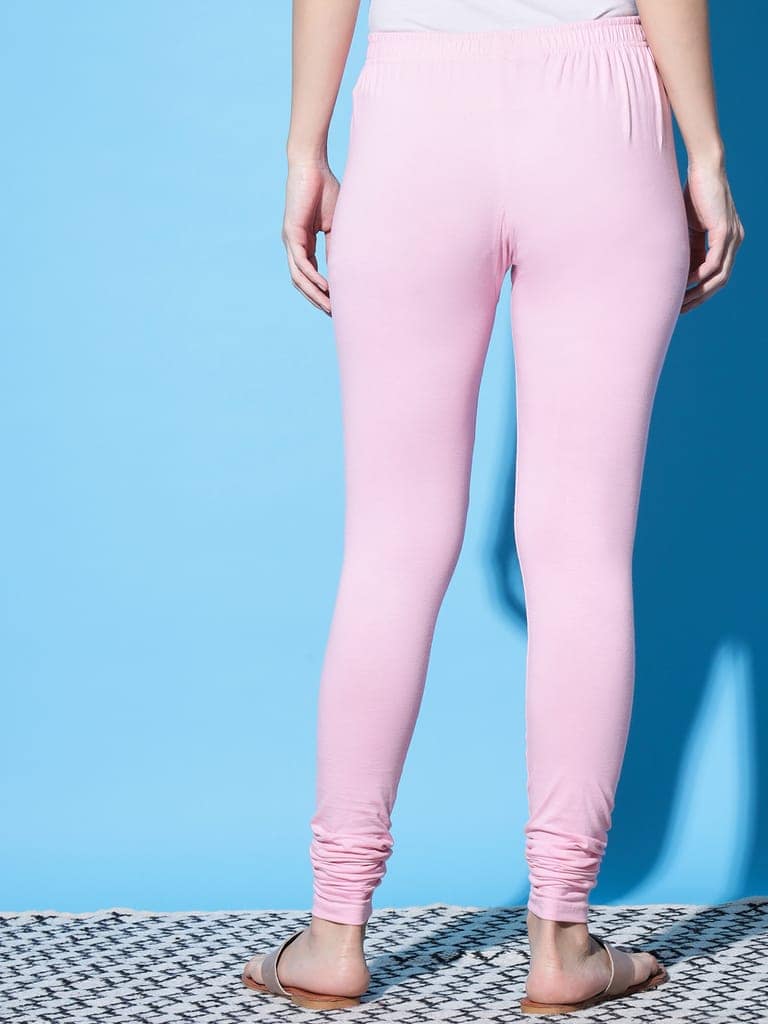 SOFT COLORS Women's Skinny Fit Ethnic Wear Churidar Leggings (Baby Pink) view 5