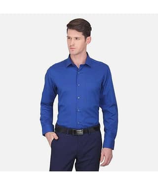 Makhanchor - Navy Blue Cotton Regular Fit Men's Formal Shirt ( Pack of 1 )