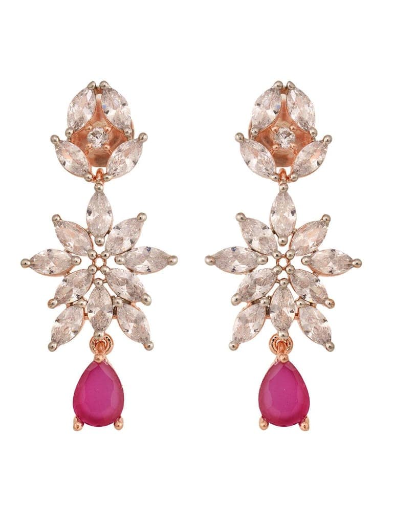 Rose Gold Plated Red AD Studded Statement Necklace Jewellery Set view 5