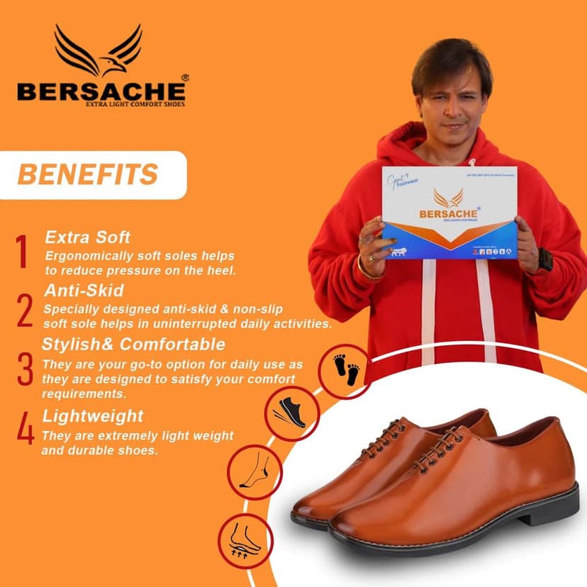 Bersache men Comfortable stylish trending formal shoe Derby For Men's view 2