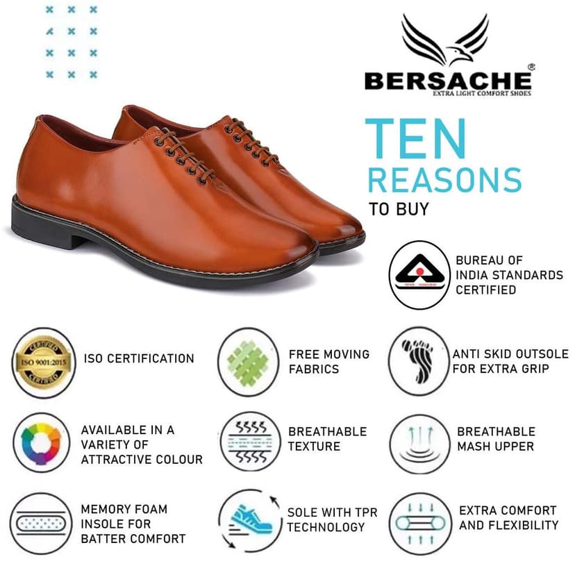 Bersache men Comfortable stylish trending formal shoe Derby For Men's view 7