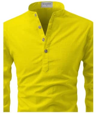 Life Roads Yellow Cotton Kurta Single