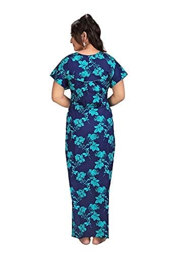 VALENCIA SLEEPWEAR Women's Pure Cotton Printed Maxi Nighty with Pocket Nightdress Night Suit Gown for Women and Girls Nightwear Female for Regular Use Nightgown Free Size view 3