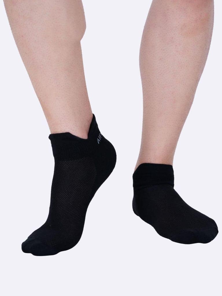 AirGarb Low Ankle Cotton Sneakers Socks for Men and Women: Comfortable Cushioning & Breathable Design Pack of 4 - TCA4BL (Free Size) Black view 2