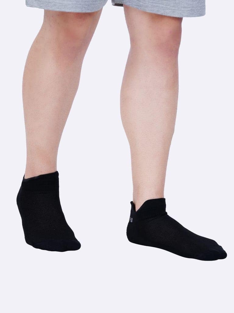 AirGarb Low Ankle Cotton Sneakers Socks for Men and Women: Comfortable Cushioning & Breathable Design Pack of 4 - TCA4BL (Free Size) Black view 5