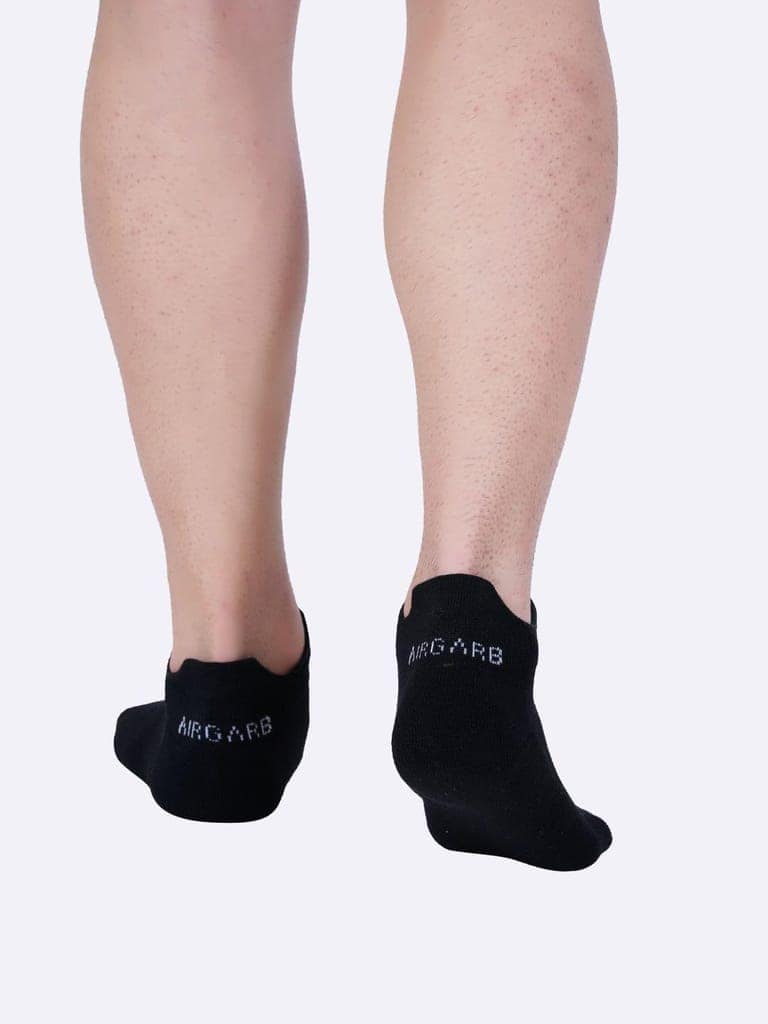 AirGarb Low Ankle Cotton Sneakers Socks for Men and Women: Comfortable Cushioning & Breathable Design Pack of 4 - TCA4BL (Free Size) Black view 6