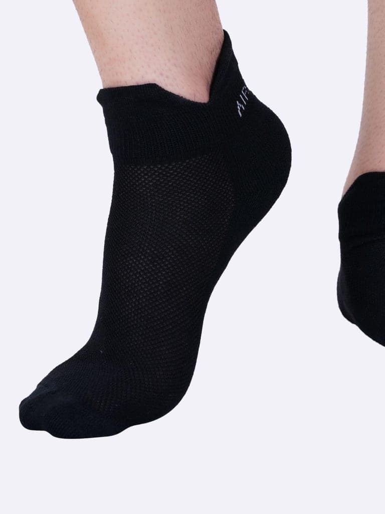 AirGarb Low Ankle Cotton Sneakers Socks for Men and Women: Comfortable Cushioning & Breathable Design Pack of 4 - TCA4BL (Free Size) Black view 7