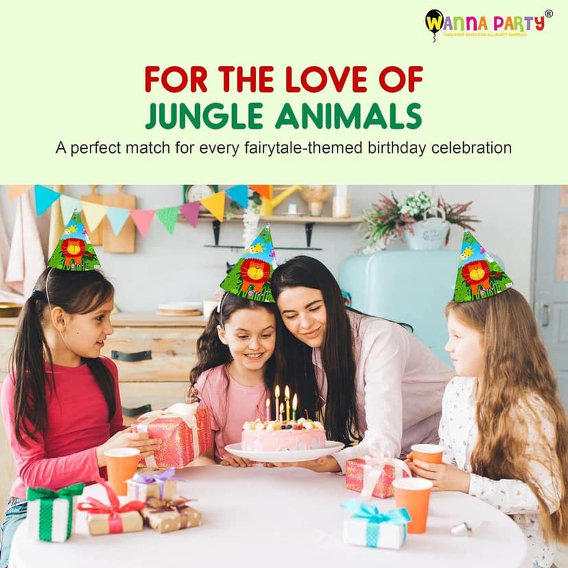 Jungle Animal Party Hats - 8PC view 3