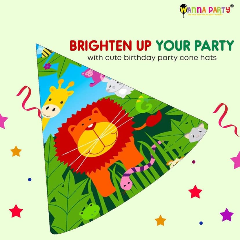 Jungle Animal Party Hats - 8PC view 4