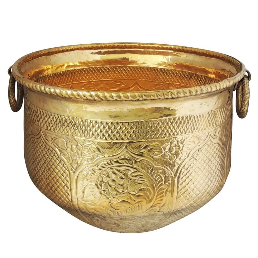 Brass Home Decorative Planter ? Handcrafted Metal Gamla, Height : 14 Inch (FMAS615 E) view 2