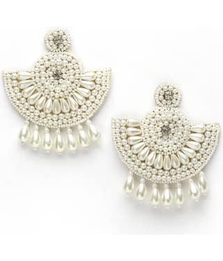 Anekaant - White Danglers Earrings ( Pack of 1 )