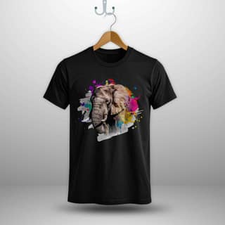 Trishoolin Color Splash Elephant Theme T-Shirt | Design 80116MB | Cotton Regular Fit | Crew Neck / Round Neck Half Sleeve | Pack of 1