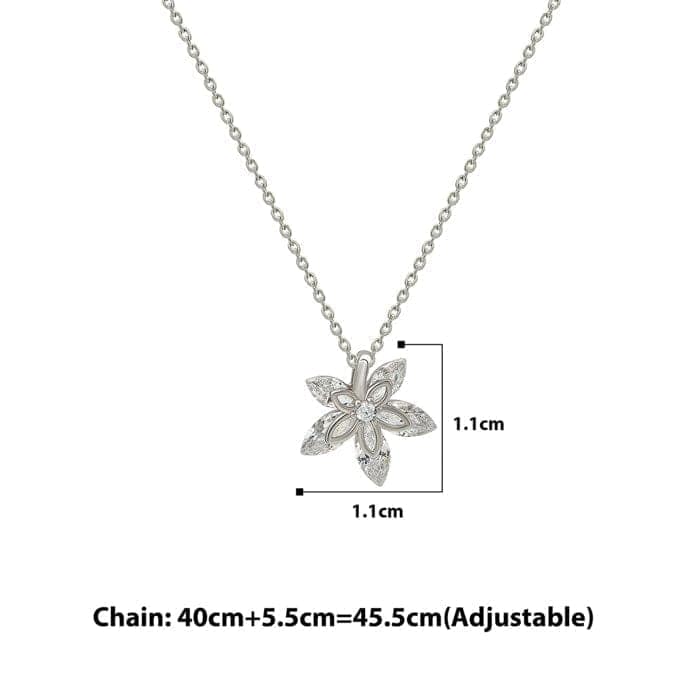 Silver Orchid Pendant with Chain view 4