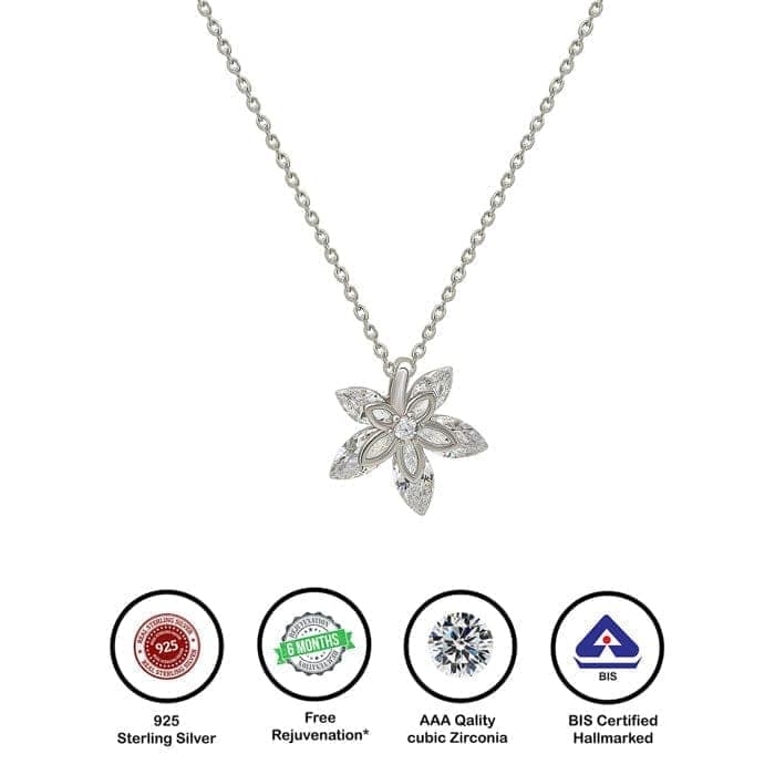 Silver Orchid Pendant with Chain view 6