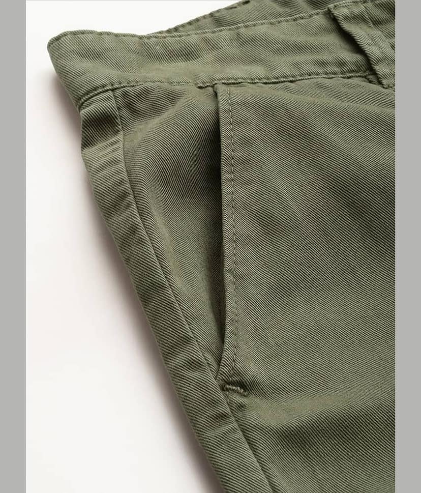 Women Olive Green Regular Fit Paneled Solid Cargo Trousers view 6
