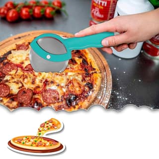 NEWWAY Stainless Steel Pizza Cutter Premium Food Grade with Comfortable Plastic Handle Wheel Type Blue Color with sharp Blade (Pack of 1)