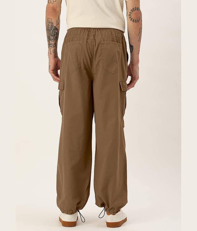 Bene Kleed Unisex Black Parachute Fit Pure Cotton Cargos Trousers view 3