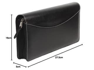 Sukeshcraft Multiple Cheque Book Holder | Holds Upto 8 Cheque Books, 2 SD Card Slots, 1 Pin-Sim Slot, 14 Credit/Debit Card Slots with Matching Zipper (Rexine - Lamba Black)