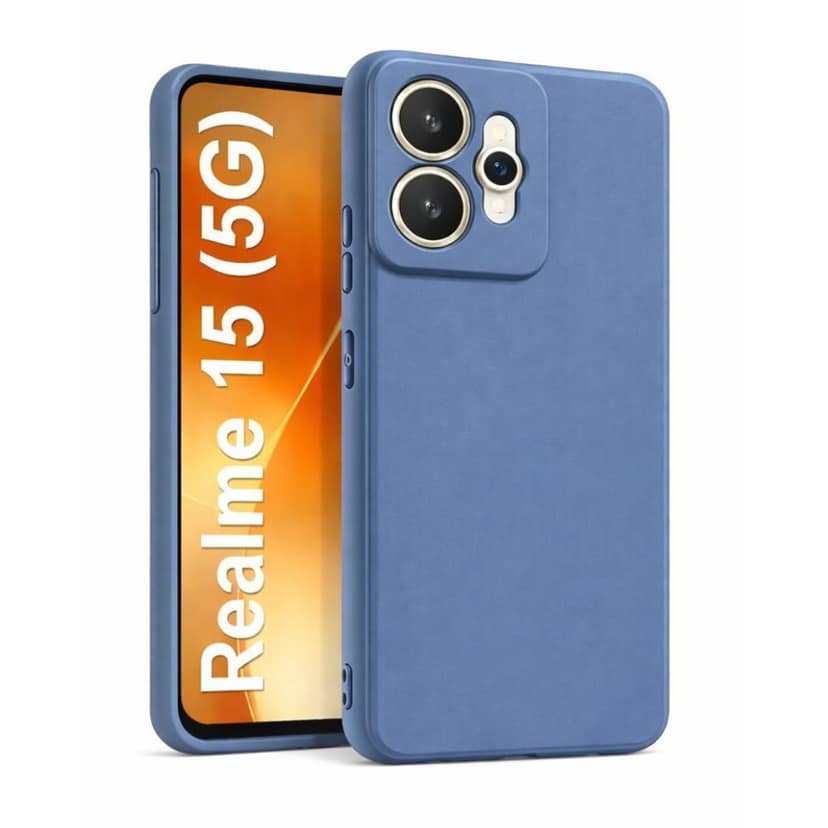 V3Deals Silicone Sand Blast Back Cover Compatible for Realme 15 5G, Raised Camera Bump Protection, Slim Lightweight Design with Velvet Fabric Lining | Silicone Shockproof | Matte Grip Case