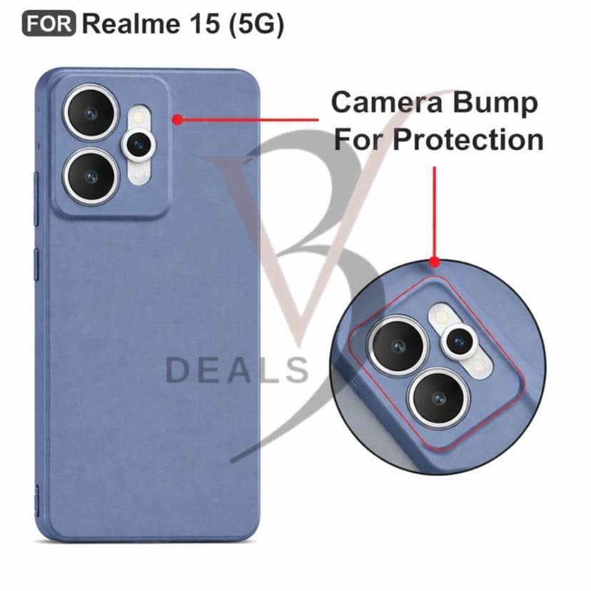 V3Deals Silicone Sand Blast Back Cover Compatible for Realme 15 5G, Raised Camera Bump Protection, Slim Lightweight Design with Velvet Fabric Lining | Silicone Shockproof | Matte Grip Case view 3