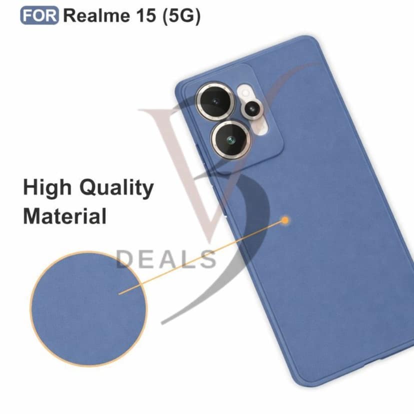 V3Deals Silicone Sand Blast Back Cover Compatible for Realme 15 5G, Raised Camera Bump Protection, Slim Lightweight Design with Velvet Fabric Lining | Silicone Shockproof | Matte Grip Case view 4