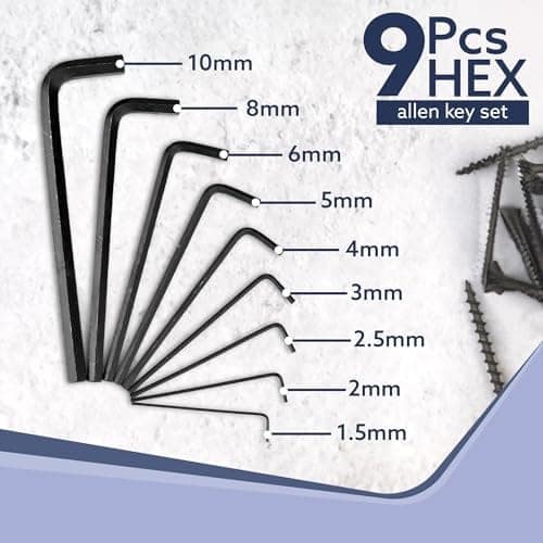 AGARO 9pcs Hex Allen Key Set, Heat treated, Ideal for Repair & Maintenance for Home & DIY Use. view 3