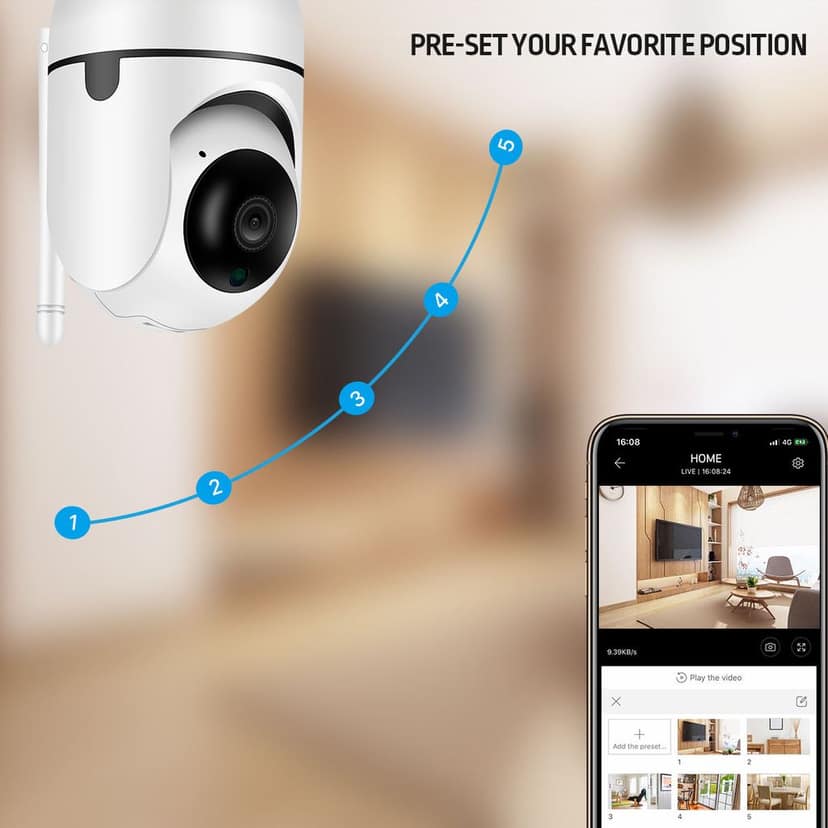 AUSHA AI Indoor Security Camera | 1080p HD, 360° Coverage, Motion Tracking, Two-Way Audio | Smart WiFi Camera view 9