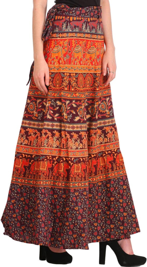 Fudge Wrap-Around Long Skirt from Pilkhuwa with Printed Animals view 3