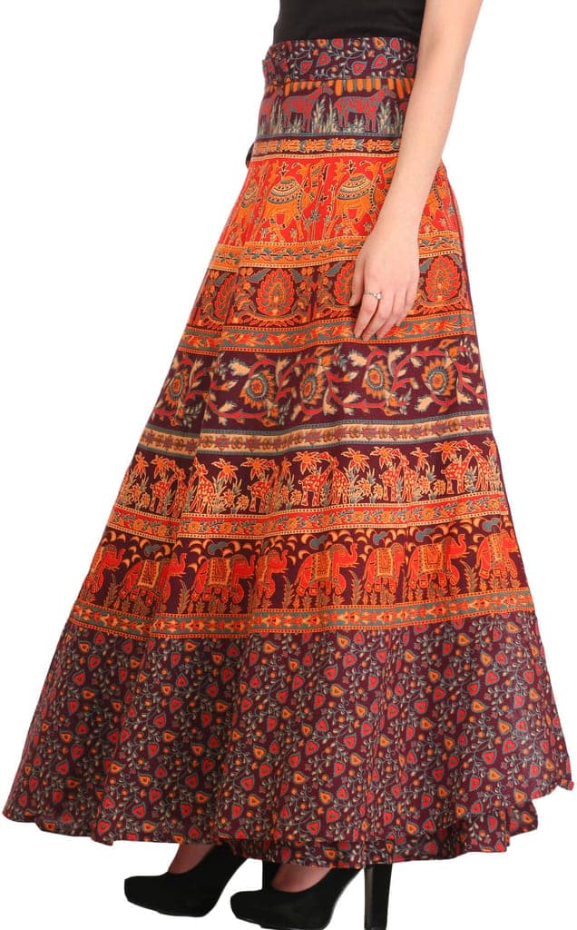 Fudge Wrap-Around Long Skirt from Pilkhuwa with Printed Animals view 4