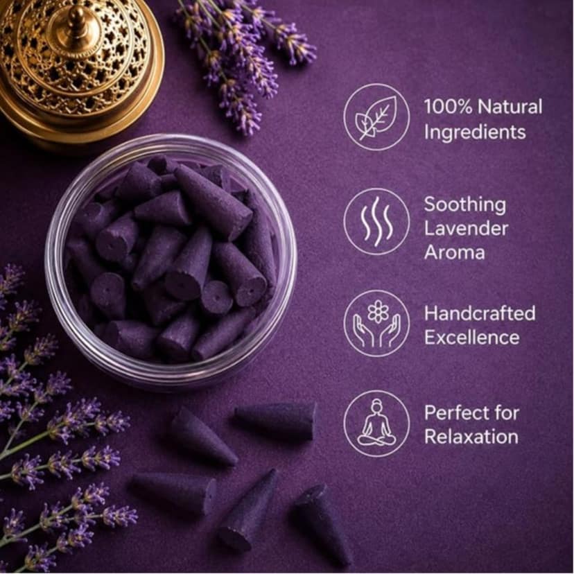 Blessora Lavender Dhoop Cones 35 Cones view 3