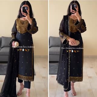 Black Salwar Kameez Readymade Pakistani Stitched New Indian Ready To Wear Wedding Suit