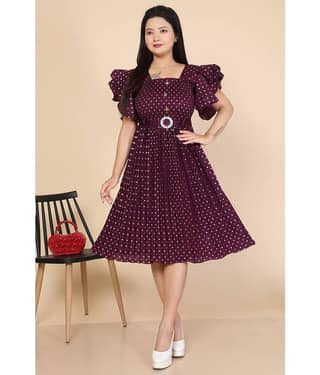 NEWSIFA Women Cotton Blend Printed Fit & Flare Dress ( Blue )