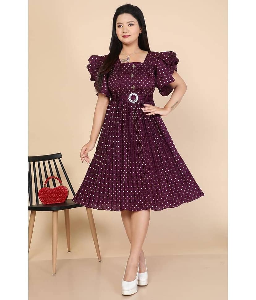 NEWSIFA Women Cotton Blend Printed Fit & Flare Dress ( Blue )