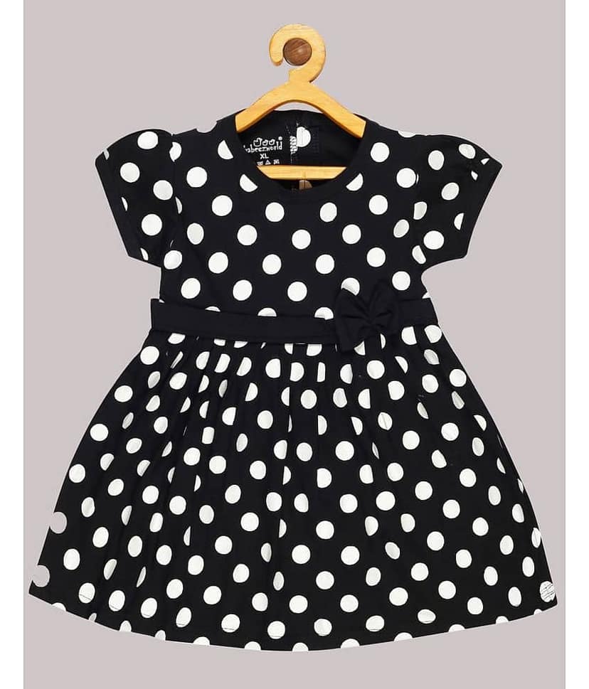 Babeezworld Cotton Frock For Girls ( Pack of 1 , Black )