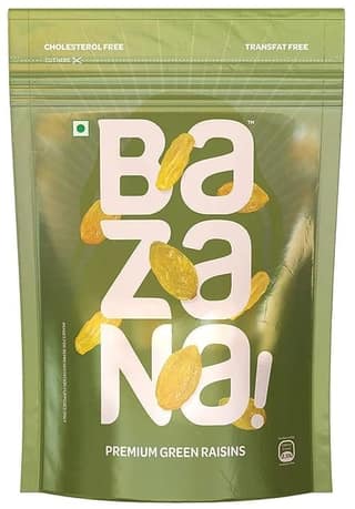 Bazana Premium Green Raisins 250g | Dried Kishmish | Pitted Kismis | Munakka Dry Fruits | Delicious & Healthy Snack